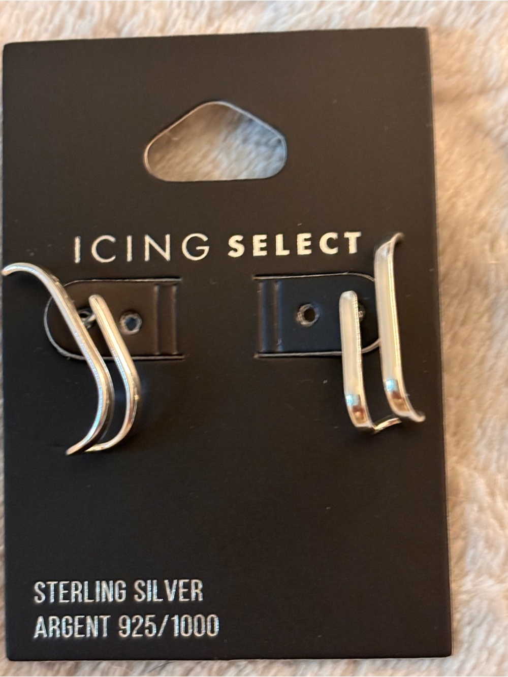 Icing Sterling Silver Double Curve Ear Cuff Earrings - Silver